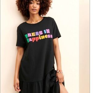FARM Rio Dress In Happiness T-Shirt Dress in Black size medium